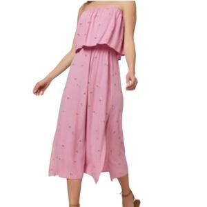 O'Neill Koia Strapless Pink Floral Popover Midi Dress Size Large